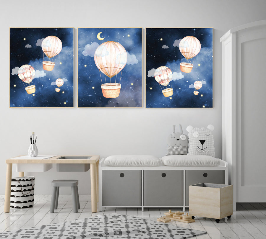 Gender neutral nursery decor, hot air balloon, neutral nursery, baby room decor, nursery prints, hot air balloon nursery, unisex nursery