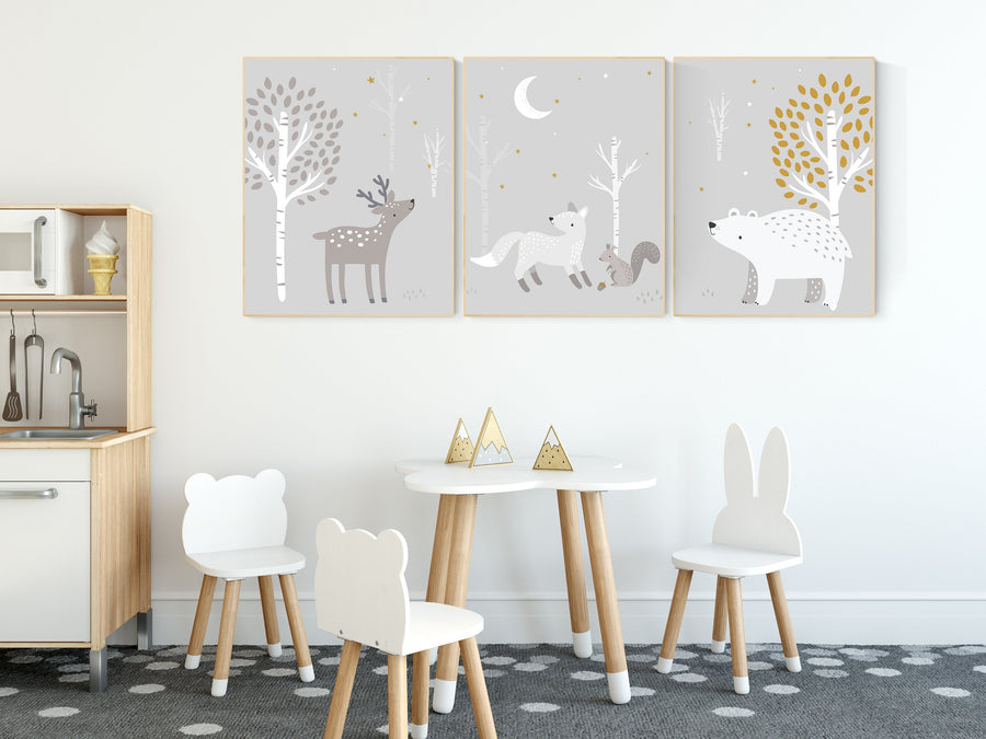 Nursery decor woodland animals, gender neutral nursery, Woodland Nursery Wall Art, Woodland animal prints, forest, animal nursery wall decor