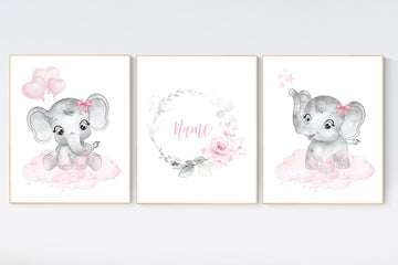 Nursery decor girl elephant, nursery decor girl flower, nursery decor girl floral, Boho baby room, pink nursery decor, flower baby room