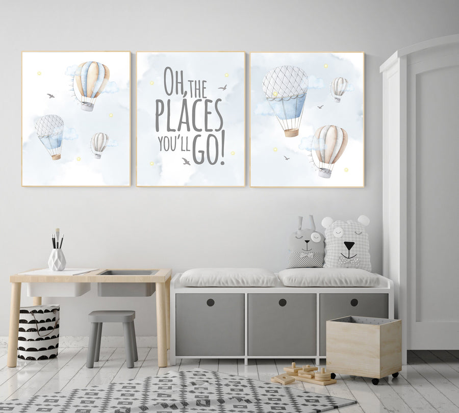 Nursery decor gender neutral, hot air balloon, neutral nursery, baby room decor, nursery prints, hot air balloon nursery, unisex nursery