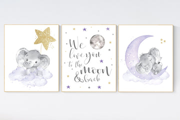 Elephant nursery decor girl, lilac, nursery decor girl purple, nursery decor elephant, nursery decor girl lavender and gray, lilac nursery