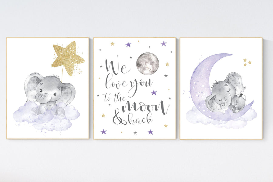 Elephant nursery decor girl, lilac, nursery decor girl purple, nursery decor elephant, nursery decor girl lavender and gray, lilac nursery
