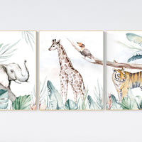Nursery decor animals, animal prints, jungle animals, gender neutral, nursery wall decor, Woodland Nursery Wall Art, animal nursery art