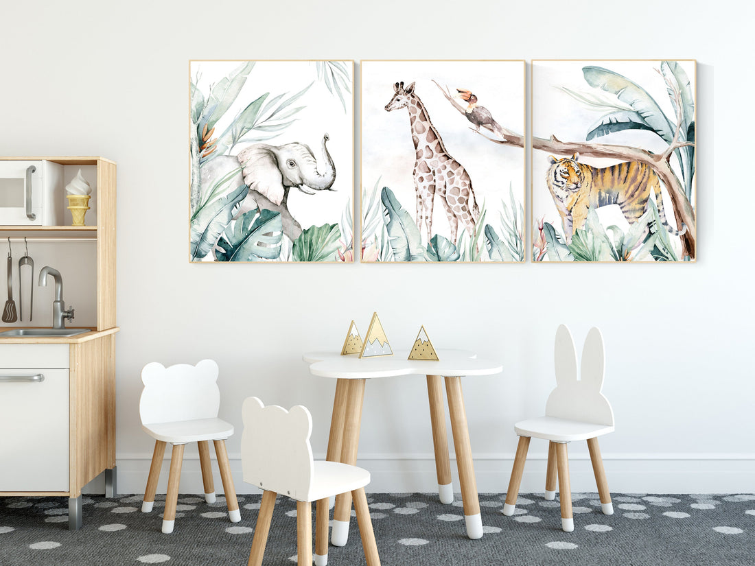 Nursery decor animals, animal prints, jungle animals, gender neutral, nursery wall decor, Woodland Nursery Wall Art, animal nursery art