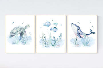 Ocean nursery decor, Nautical nursery print set, under the sea nursery, gender neutral nursery, ocean, nautical, Under the sea wall art