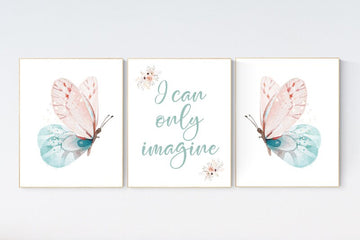 Nursery decor girl butterfly, nursery decor coral teal, nursery decor girl, Butterfly Nursery Art, Girl Nursery Art, Butterfly Wall Art