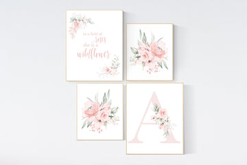 Nursery decor girl pink, nursery decor flower, nursery decor girl floral, flower nursery, girl nursery wall art, pink nursery, boho nursery