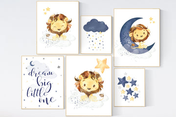 Nursery decor boy lion, boy nursery decor, moon and stars, navy nursery, boy nursery, we love you to the moon and back