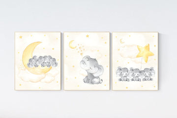 Yellow gray nursery Nursery decor yellow, gender neutral nursery decor, baby room decor, Nursery decor neutral, Triplet nursery,