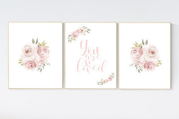 Nursery decor girl blush, nursery decor girl floral, rose, blush pink,  nursery decor flower, nursery wall art, floral nursery.
