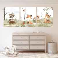 Animal nursery decor, woodland nursery prints, jungle animals, gender neutral nursery, Woodland Nursery, animal prints, fox, deer, raccoon