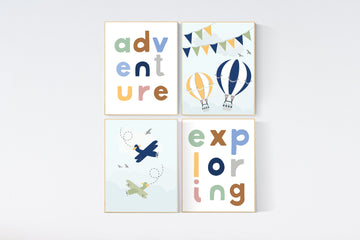 Adventure nursery decor, Nursery decor boy mountains adventure, nursery decor boy airplane, world map nursery, adventure, navy yellow
