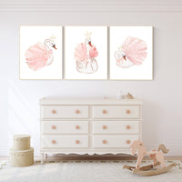 Swan nursery wall art, Nursery decor girl blush pink, blush nursery, floral nursery, swan wall prints, flower nursery, swan nursery prints