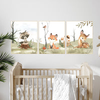 Animal nursery decor, woodland nursery prints, jungle animals, gender neutral nursery, Woodland Nursery, animal prints, fox, deer, raccoon