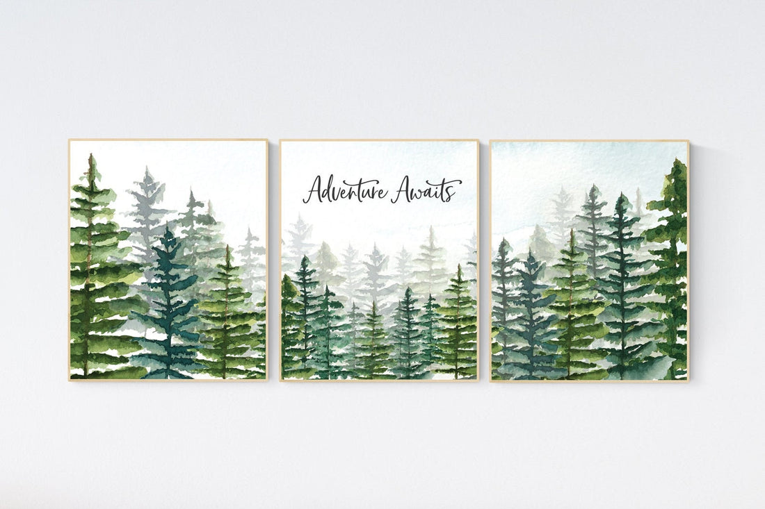 CANVAS LISTING: Nursery decor mountain, grey nursery, gender neutral, woodland nursery, adventure theme nursery, gray nursery