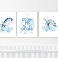 Ocean nursery decor, Nautical nursery print set, under the sea nursery, gender neutral nursery, ocean, nautical, Under the sea wall art