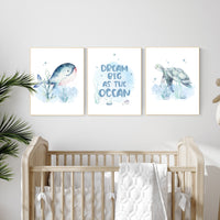 Ocean nursery decor, Nautical nursery print set, under the sea nursery, gender neutral nursery, ocean, nautical, Under the sea wall art