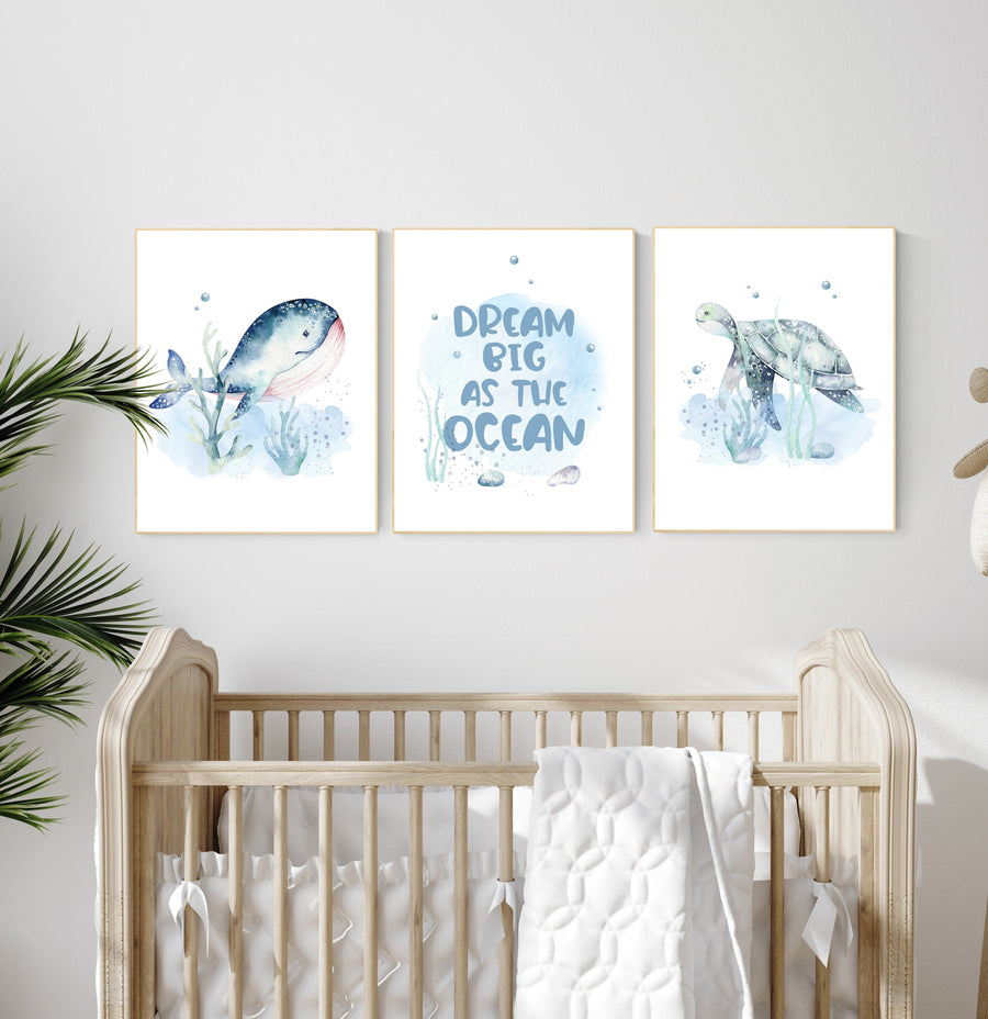 Ocean nursery decor, Nautical nursery print set, under the sea nursery, gender neutral nursery, ocean, nautical, Under the sea wall art