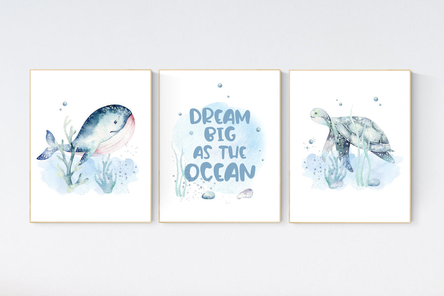 Ocean nursery decor, Nautical nursery print set, under the sea nursery, gender neutral nursery, ocean, nautical, Under the sea wall art