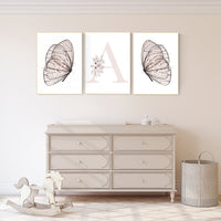 Nursery decor girl butterflies, Butterfly Nursery Art, Girl Nursery Art, Butterfly Nursery Decor for Baby Girl, Butterfly Art, light pink