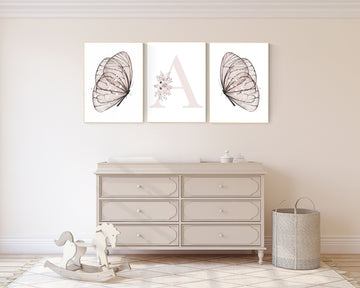 Nursery decor girl butterflies, Butterfly Nursery Art, Girl Nursery Art, Butterfly Nursery Decor for Baby Girl, Butterfly Art, light pink