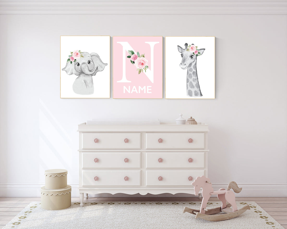 Nursery decor girl boho, Safari Floral Animals, Nursery Prints, Nursery Decor, Girls Nursery Decor, Safari Nursery, jungle animals