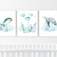 Nursery decor boy fish, ocean nursery decor, under the sea nursery, gender neutral nursery, fish nursery decor, ocean theme nursery