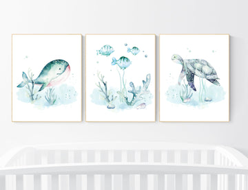 Nursery decor boy fish, ocean nursery decor, under the sea nursery, gender neutral nursery, fish nursery decor, ocean theme nursery