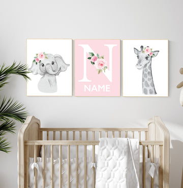 Nursery decor girl boho, Safari Floral Animals, Nursery Prints, Nursery Decor, Girls Nursery Decor, Safari Nursery, jungle animals