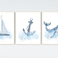 Ocean nursery decor, Nautical nursery print set, under the sea nursery, gender neutral nursery, ocean, nautical, Under the sea wall art