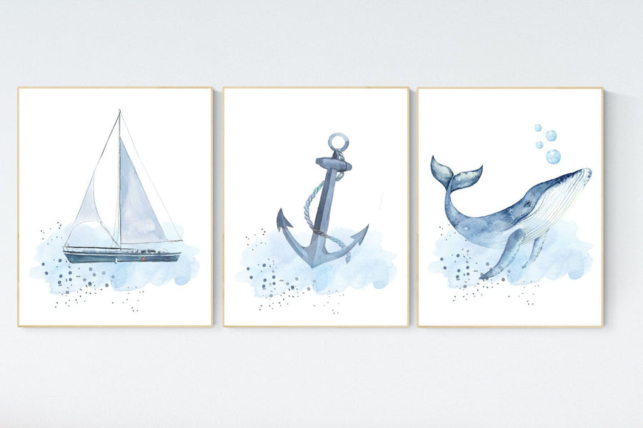 Ocean nursery decor, Nautical nursery print set, under the sea nursery, gender neutral nursery, ocean, nautical, Under the sea wall art