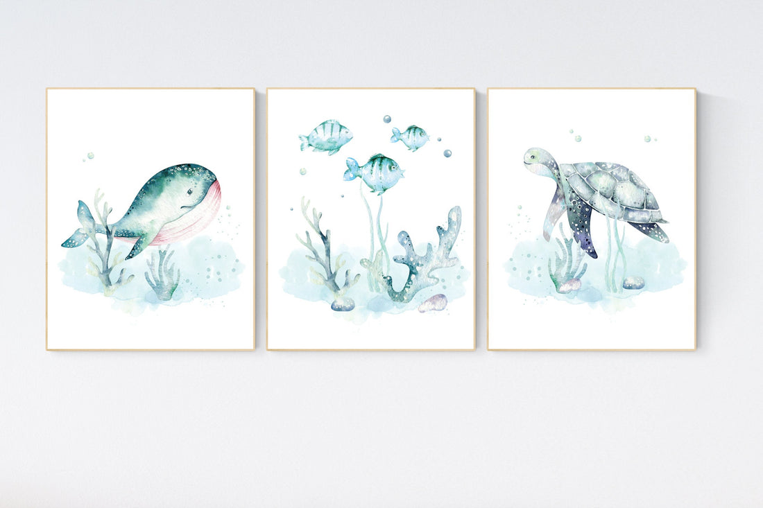 Nursery decor boy fish, ocean nursery decor, under the sea nursery, gender neutral nursery, fish nursery decor, ocean theme nursery