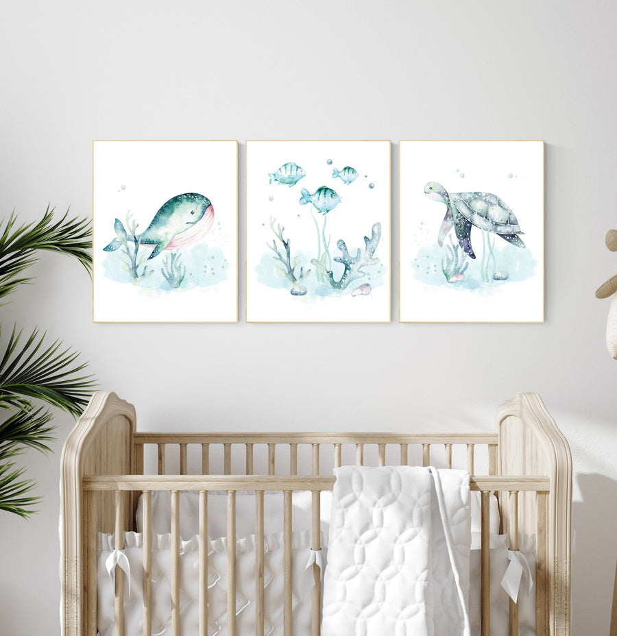 Nursery decor boy fish, ocean nursery decor, under the sea nursery, gender neutral nursery, fish nursery decor, ocean theme nursery