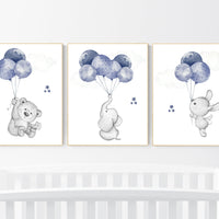 Nursery decor boy animals, navy nursery decor, elephant nursery, bear nursery, rabbit nursery, baby boy, nursery room decor, navy blue