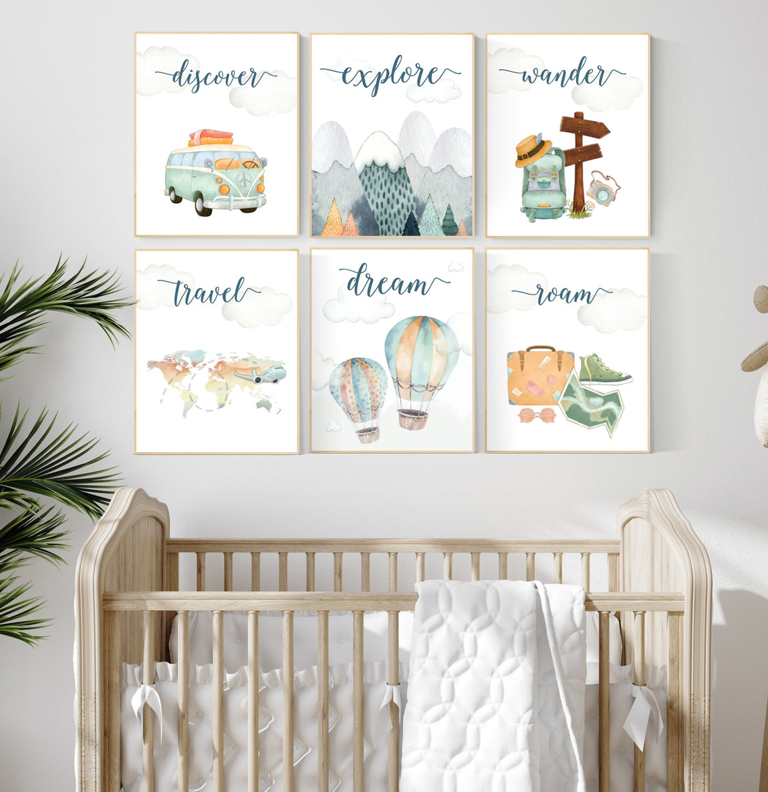 Travel nursery print, Explore nursery wall art, Baby boy nursery, Adventure Set of 6 prints, Camping Prints, Adventure Nursery Decor