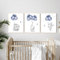 Nursery decor boy animals, navy nursery decor, elephant nursery, bear nursery, rabbit nursery, baby boy, nursery room decor, navy blue