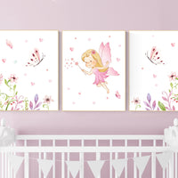 Nursery wall art girl, fairy nursery, butterfly nursery, nursery decor girl pink, girl nursery, flowers nursery prints, girl nursery decor