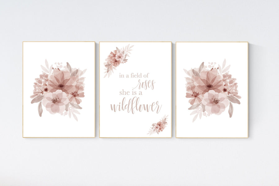 Nursery decor girl floral, nursery decor girl flowers, blush pink, nursery decor girl boho, floral nursery prints, nursery decor girl name
