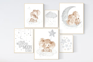 Nursery decor gender neutral, animal prints, grey nursery, gender neutral nursery, neutral nursery, baby room decor, elephant nursery