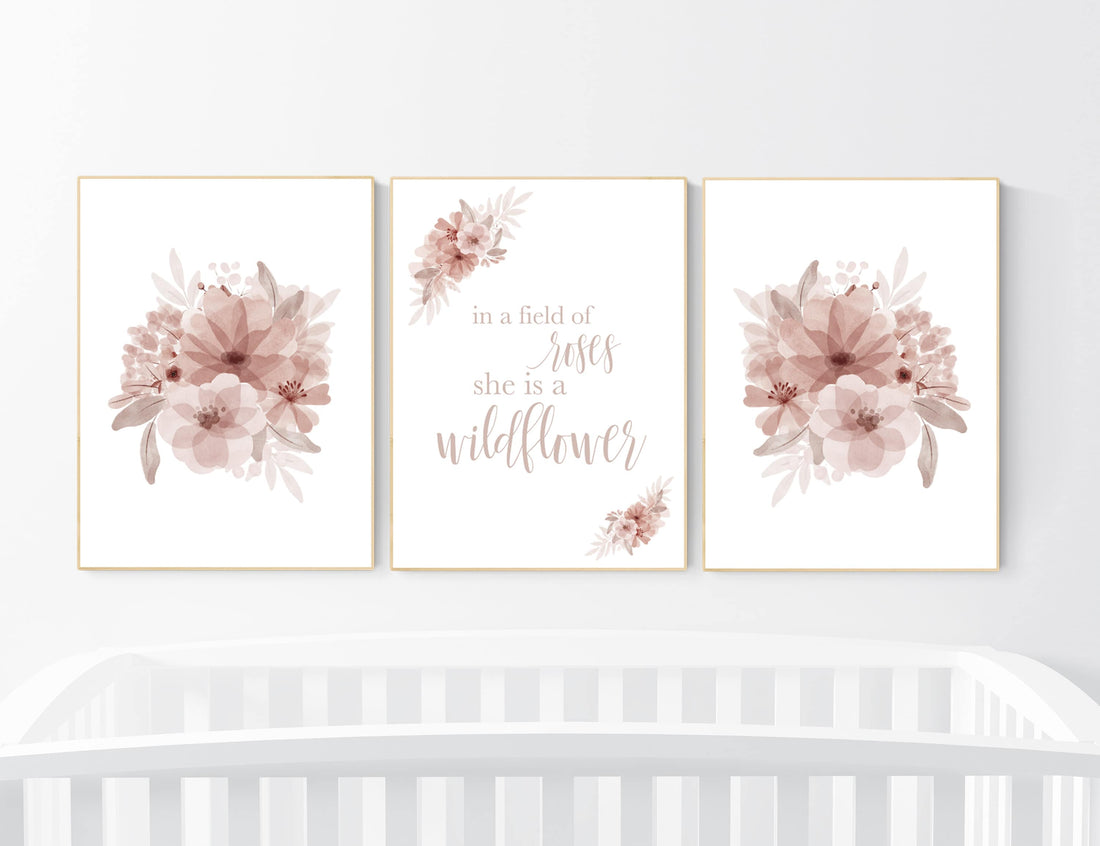 Nursery decor girl floral, nursery decor girl flowers, blush pink, nursery decor girl boho, floral nursery prints, nursery decor girl name