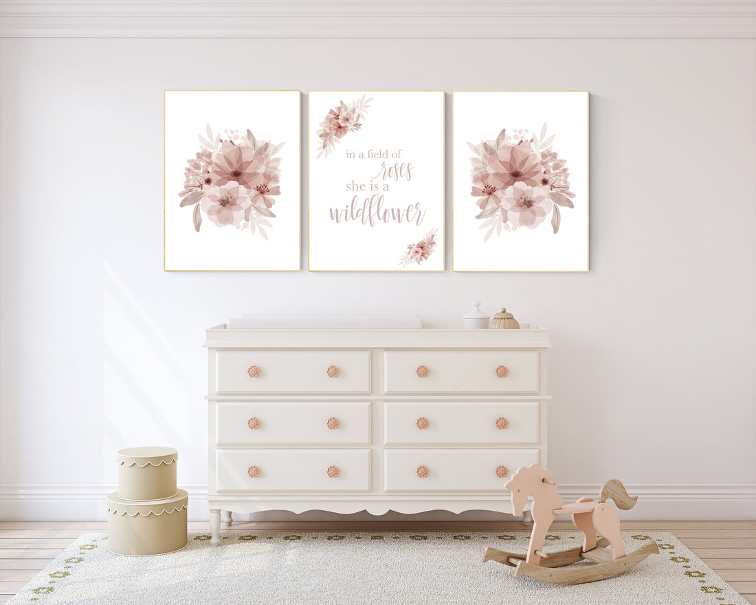Nursery decor girl floral, nursery decor girl flowers, blush pink, nursery decor girl boho, floral nursery prints, nursery decor girl name