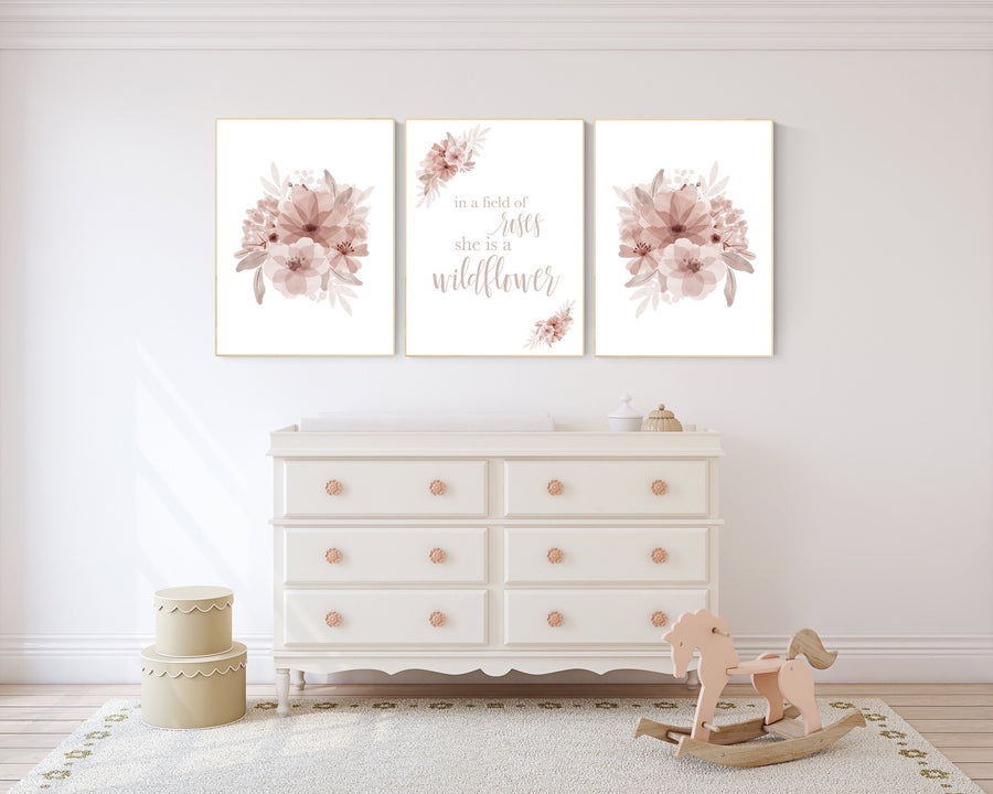 Nursery decor girl floral, nursery decor girl flowers, blush pink, nursery decor girl boho, floral nursery prints, nursery decor girl name