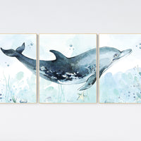 Whale nursery, Ocean nursery decor, Under the sea wall art, Nautical nursery print set, under the sea nursery, gender neutral nursery