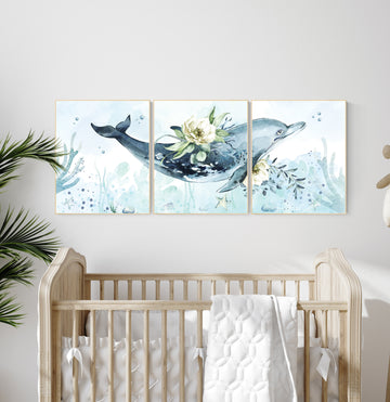 Whale nursery, ocean nursery, under the sea nursery, gender neutral nursery, ocean, nautical, whale nursery wall art, sea nursery