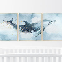 Ocean nursery decor, whale nursery, under the sea nursery, gender neutral nursery, ocean, nautical, whale nursery wall art, sea nursery