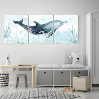 Whale nursery, Ocean nursery decor, Under the sea wall art, Nautical nursery print set, under the sea nursery, gender neutral nursery