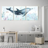 Under the sea wall art, whale nursery, Ocean nursery decor, Nautical nursery print set, under the sea nursery, gender neutral nursery