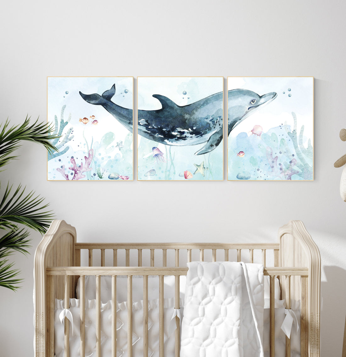 Under the sea wall art, whale nursery, Ocean nursery decor, Nautical nursery print set, under the sea nursery, gender neutral nursery