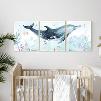 Under the sea wall art, whale nursery, Ocean nursery decor, Nautical nursery print set, under the sea nursery, gender neutral nursery