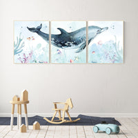 Under the sea wall art, whale nursery, Ocean nursery decor, Nautical nursery print set, under the sea nursery, gender neutral nursery